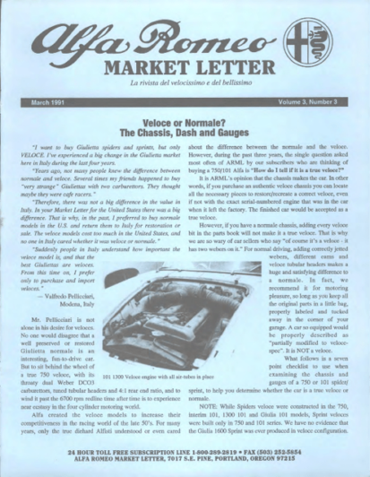 Alfa Romeo Market Letter March 1991 (Digital)